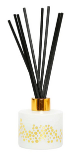 Gold Spotted White Bottle Diffuser, "Lily Of The Valley" Aroma